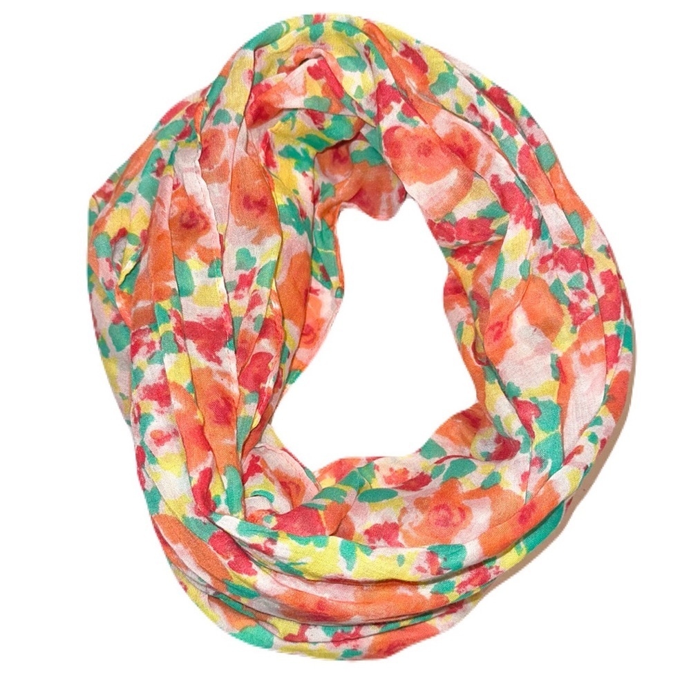 Colorful floral print infinity scarf